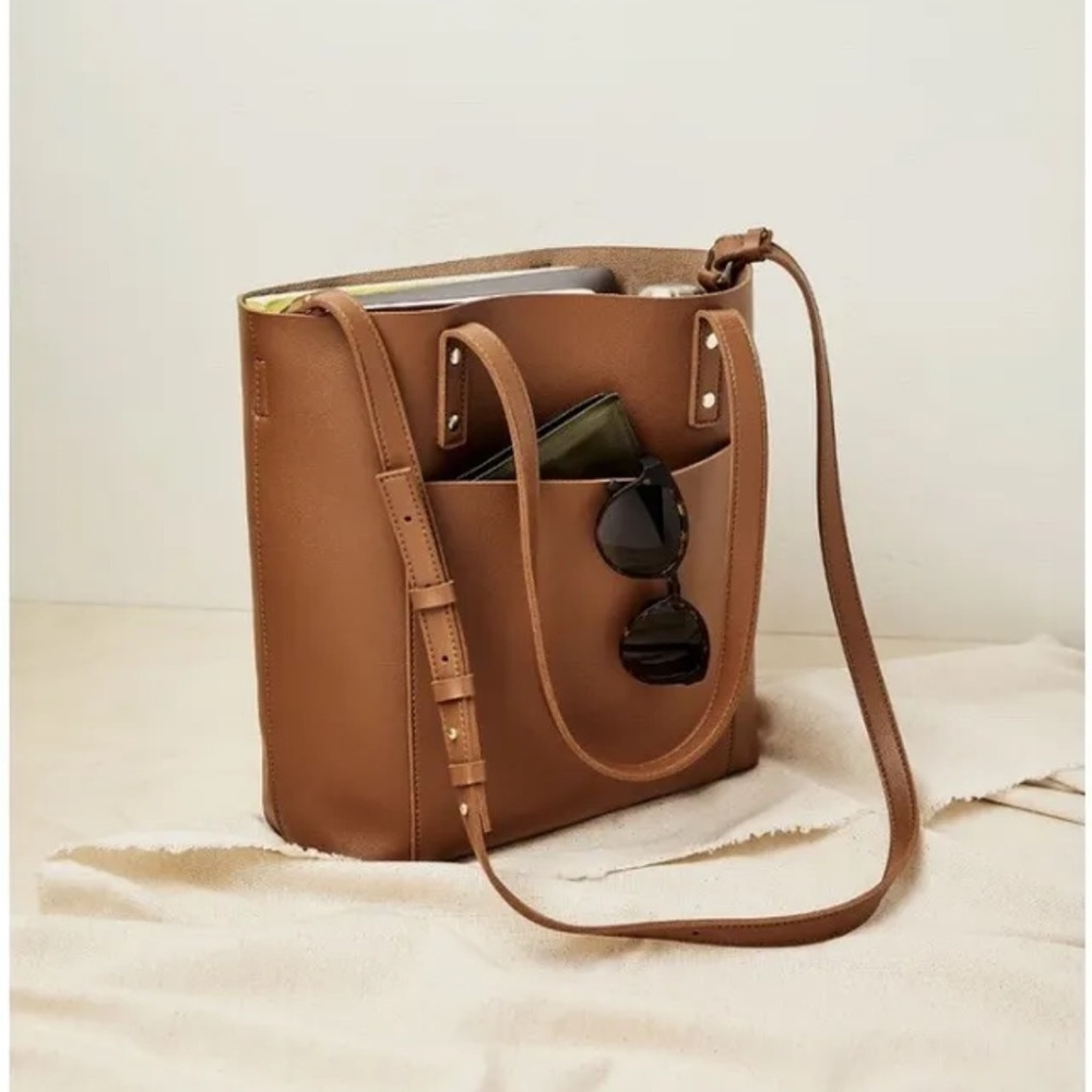 Henny+Lev Brown Vegan Leather 2 in‎ 1 Everyday Tote Bag